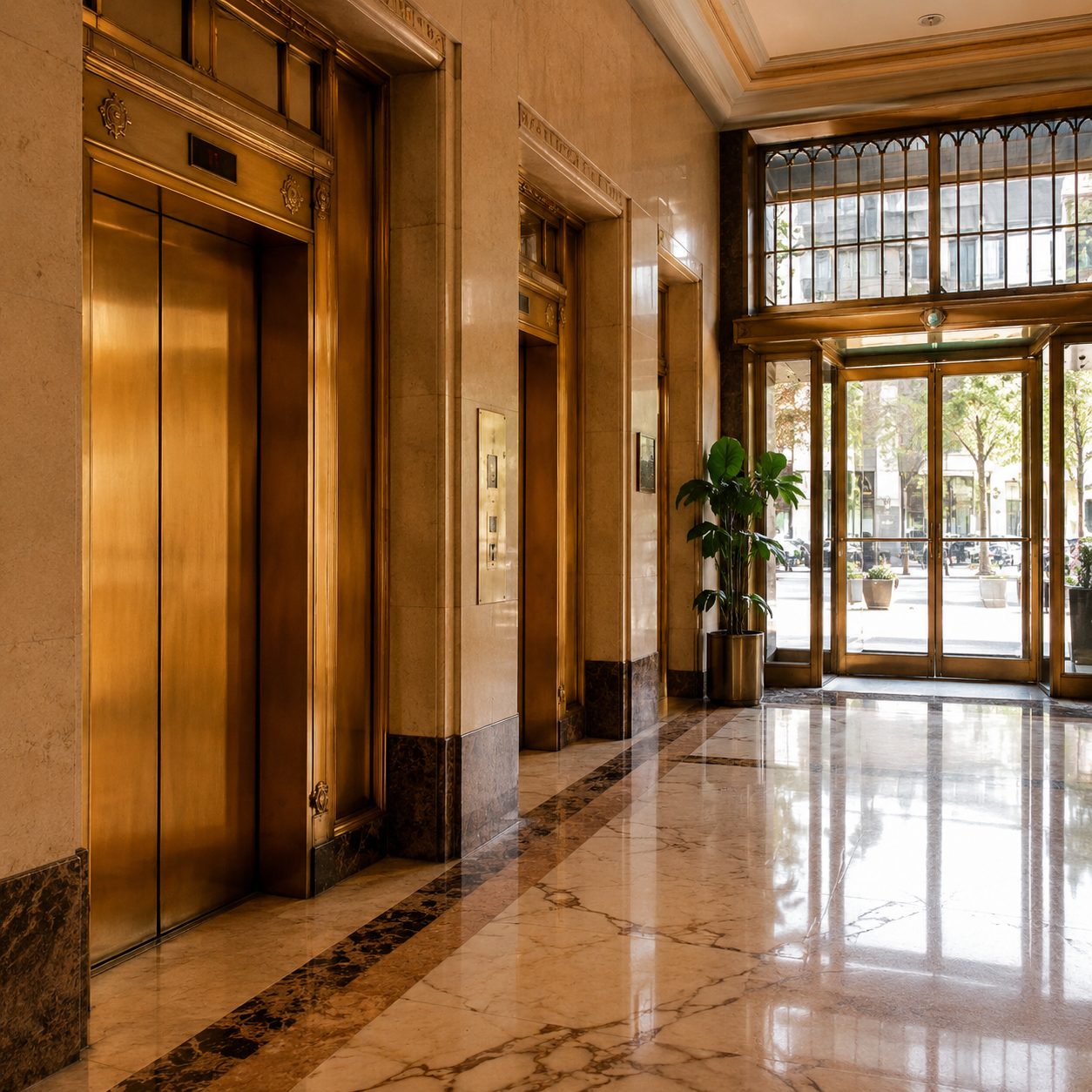 Manhattan office building lobby interior